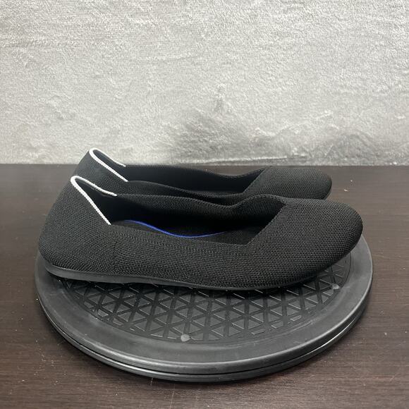 Rothy’s Shoes - Rothy's Womens Size 10 The Flat Black Flats White Halo Round Toe Comfort Shoes